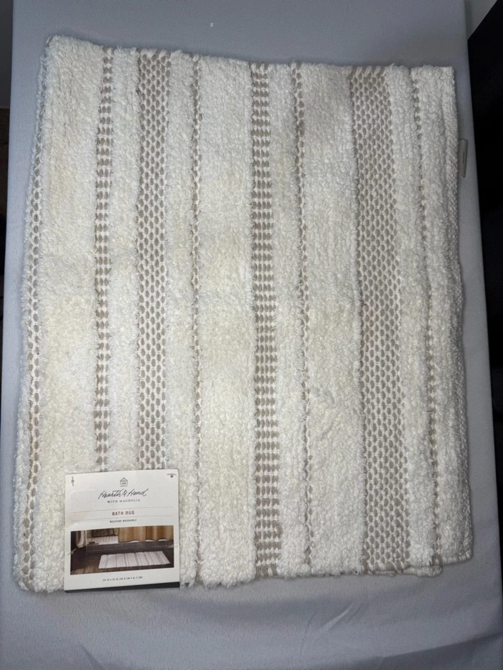 Hearth & Hand Classic Ribbed Cotton Bath Rug - Cream 20 in x 32 in NWT